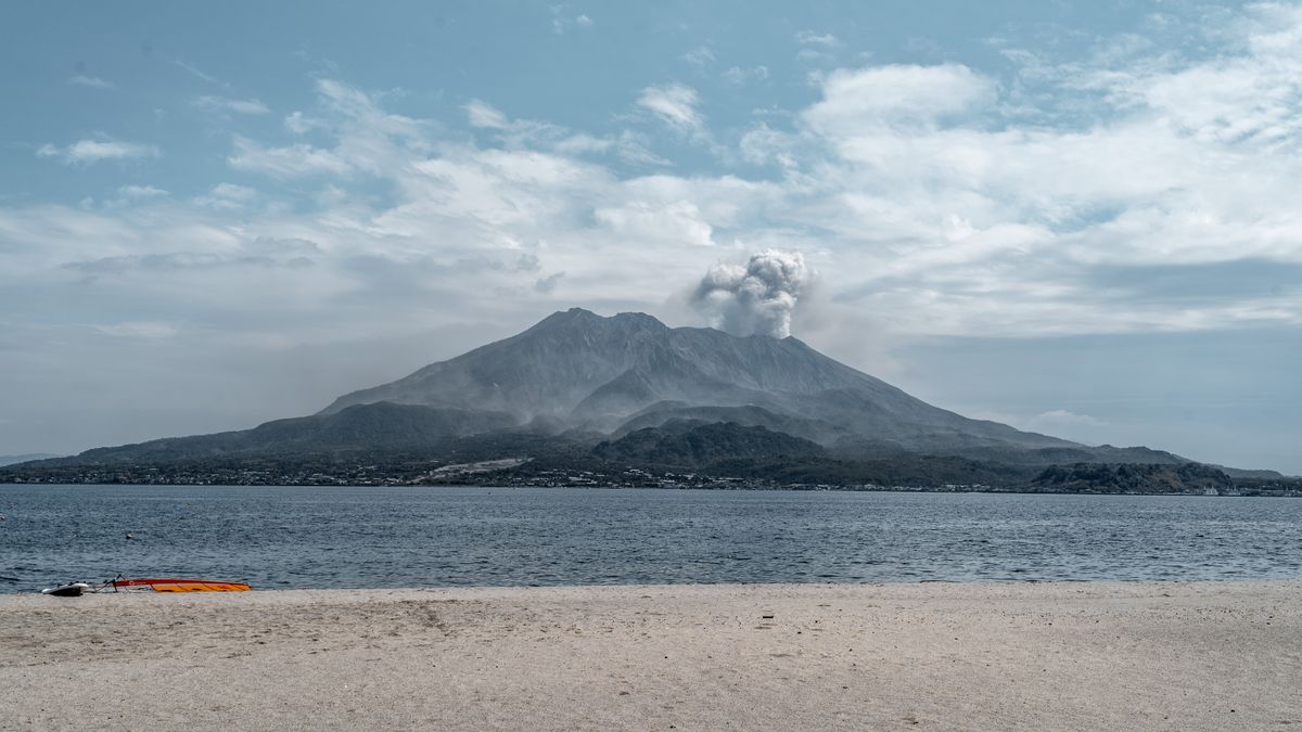 Gije Cho / Pexels Dramatic view of Sakurajima volcano erupting over a tranquil bay in Kagoshima, Japan.